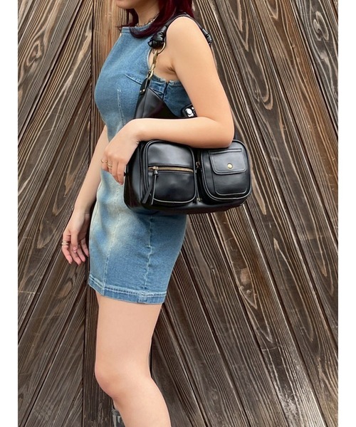 EVRIS（エヴリス）の「バックリボンオープンデニムミニワンピース（ワンピース・レディース・ブラック/ブルー・SMALL/MEDIUM）」の4枚目の写真