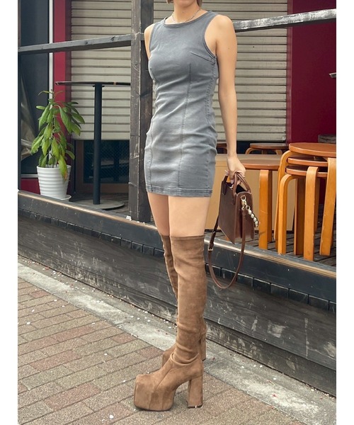 EVRIS（エヴリス）の「バックリボンオープンデニムミニワンピース（ワンピース・レディース・ブラック/ブルー・SMALL/MEDIUM）」の14枚目の写真