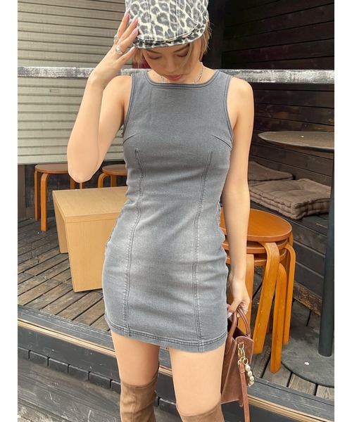 EVRIS（エヴリス）の「バックリボンオープンデニムミニワンピース（ワンピース・レディース・ブラック/ブルー・SMALL/MEDIUM）」の16枚目の写真