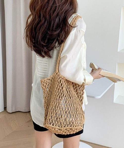 Mela(メラ)の「MESH TOTE BAG(トートバッグ・レディース・ブラック/ホワイト/グリーン/ピンク/ベージュ/イエロー/レッド/ブルー/パープル・FREE)」の4枚目の写真