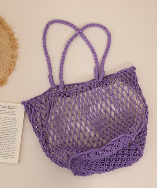 Mela(メラ)の「MESH TOTE BAG(トートバッグ・レディース・ブラック/ホワイト/グリーン/ピンク/ベージュ/イエロー/レッド/ブルー/パープル・FREE)」の7枚目の写真