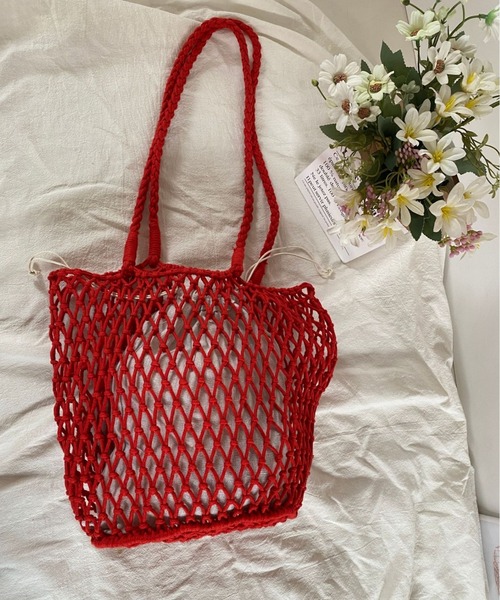 Mela(メラ)の「MESH TOTE BAG(トートバッグ・レディース・ブラック/ホワイト/グリーン/ピンク/ベージュ/イエロー/レッド/ブルー/パープル・FREE)」の9枚目の写真