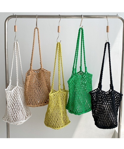 Mela(メラ)の「MESH TOTE BAG(トートバッグ・レディース・ブラック/ホワイト/グリーン/ピンク/ベージュ/イエロー/レッド/ブルー/パープル・FREE)」の18枚目の写真