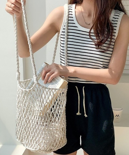Mela(メラ)の「MESH TOTE BAG(トートバッグ・レディース・ブラック/ホワイト/グリーン/ピンク/ベージュ/イエロー/レッド/ブルー/パープル・FREE)」の11枚目の写真