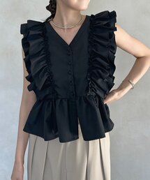 Thevon | フリルショルダーペプラムブラウス(シャツ/ブラウス)
