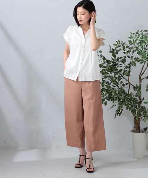 GALLORIA（ギャローリア）の「シアースキッパーブラウス（シャツ/ブラウス・レディース・オレンジ/オフホワイト・M/S/LL/L）」の3枚目の写真