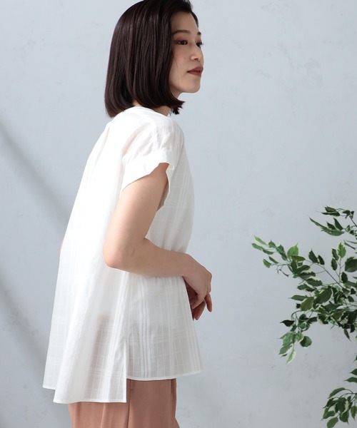 GALLORIA（ギャローリア）の「シアースキッパーブラウス（シャツ/ブラウス・レディース・オレンジ/オフホワイト・M/S/LL/L）」の4枚目の写真