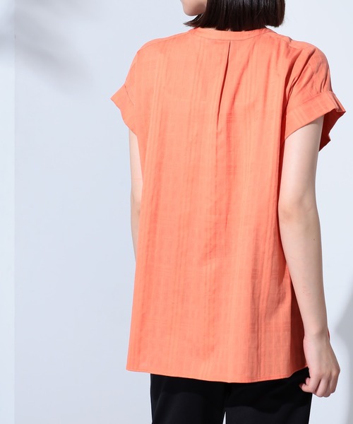 GALLORIA（ギャローリア）の「シアースキッパーブラウス（シャツ/ブラウス・レディース・オレンジ/オフホワイト・M/S/LL/L）」の7枚目の写真