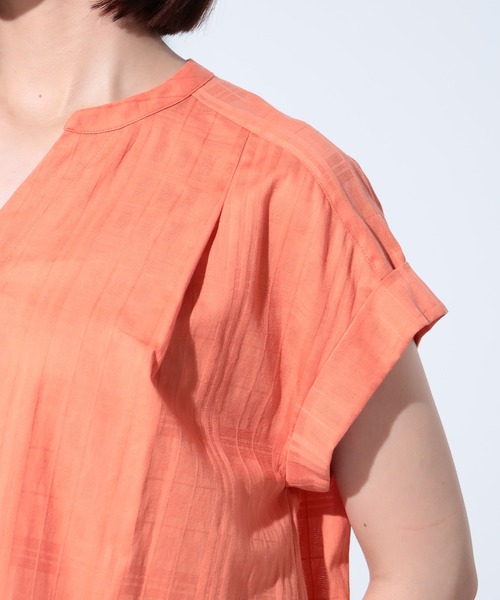 GALLORIA（ギャローリア）の「シアースキッパーブラウス（シャツ/ブラウス・レディース・オレンジ/オフホワイト・M/S/LL/L）」の9枚目の写真