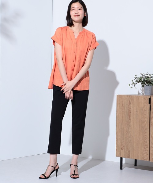 GALLORIA（ギャローリア）の「シアースキッパーブラウス（シャツ/ブラウス・レディース・オレンジ/オフホワイト・M/S/LL/L）」の10枚目の写真