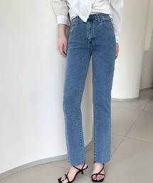綿混ハイウエストデニムスキニーパンツ