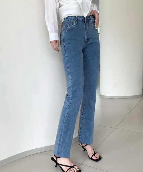 LOWO（ロワ）の「綿混ハイウエストデニムスキニーパンツ（デニムパンツ・レディース・グレー/ブルー・26inch/27inch/28inch/29inch）」の4枚目の写真