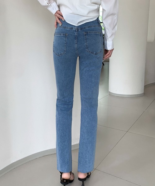 LOWO（ロワ）の「綿混ハイウエストデニムスキニーパンツ（デニムパンツ・レディース・グレー/ブルー・26inch/27inch/28inch/29inch）」の5枚目の写真