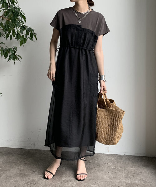 DouDou ワンピース 完売品 WEB限定】シアー切替ワンピース(ワンピース)|DouDou