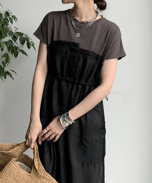 DouDou（ドゥドゥ）の「【WEB限定】シアー切替ワンピース（ワンピース・レディース・ダークグレー/ベージュ/オフホワイト・FREE）」の11枚目の写真