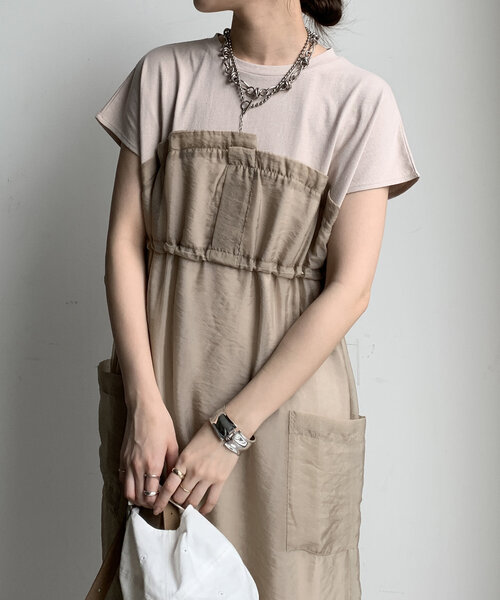 DouDou（ドゥドゥ）の「【WEB限定】シアー切替ワンピース（ワンピース・レディース・ダークグレー/ベージュ/オフホワイト・FREE）」の22枚目の写真