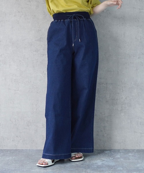 SELECT LEVERY(セレクトリベリー)の「AIRジョグデニムウエストリブワイドパンツ(デニムパンツ・レディース・ブラック/ワンウォッシュ/ネイビー/ライトブルー・MEDIUM/X-LARGE/LARGE/SMALL)」の4枚目の写真