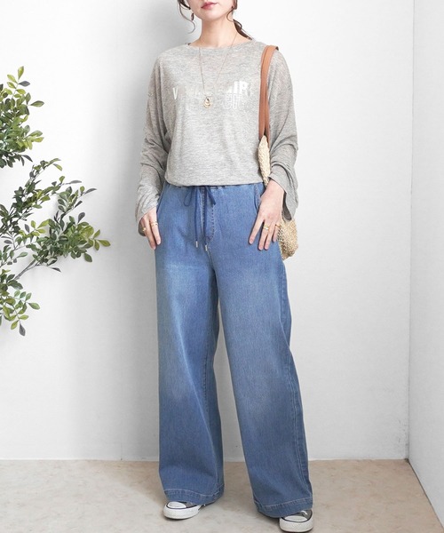 SELECT LEVERY(セレクトリベリー)の「AIRジョグデニムウエストリブワイドパンツ(デニムパンツ・レディース・ブラック/ワンウォッシュ/ネイビー/ライトブルー・MEDIUM/X-LARGE/LARGE/SMALL)」の10枚目の写真