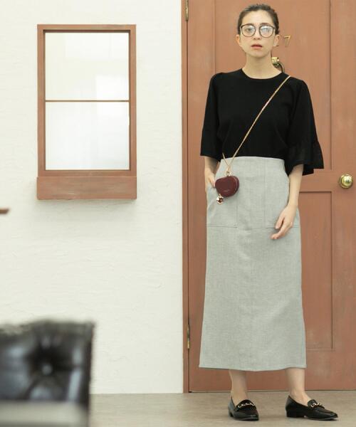 OPAQUE.CLIP（オペークドットクリップ）の「《美人百花掲載》ストレッチリネンライクタイトスカート【洗濯機洗い可】（スカート・レディース・ベージュ/グレー/ネイビー・38/40/36/42）」の6枚目の写真