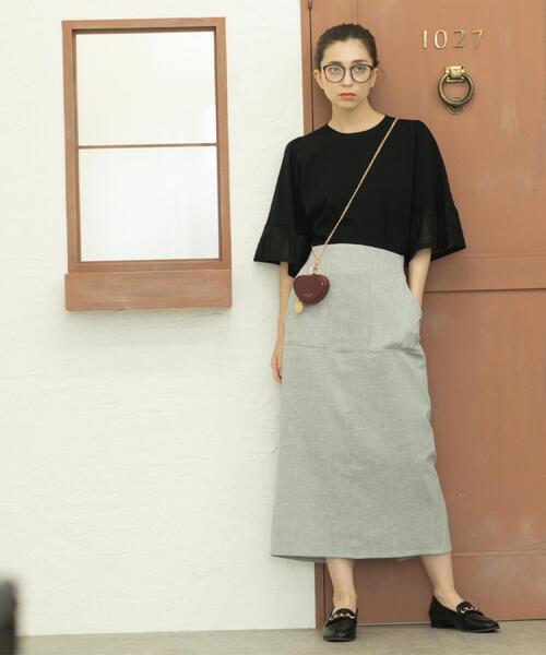 OPAQUE.CLIP（オペークドットクリップ）の「《美人百花掲載》ストレッチリネンライクタイトスカート【洗濯機洗い可】（スカート・レディース・ベージュ/グレー/ネイビー・38/40/36/42）」の8枚目の写真