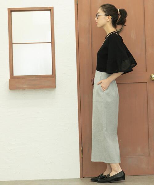 OPAQUE.CLIP（オペークドットクリップ）の「《美人百花掲載》ストレッチリネンライクタイトスカート【洗濯機洗い可】（スカート・レディース・ベージュ/グレー/ネイビー・38/40/36/42）」の9枚目の写真