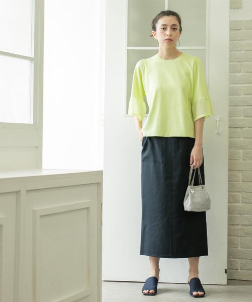 OPAQUE.CLIP（オペークドットクリップ）の「《美人百花掲載》ストレッチリネンライクタイトスカート【洗濯機洗い可】（スカート・レディース・ベージュ/グレー/ネイビー・38/40/36/42）」の15枚目の写真