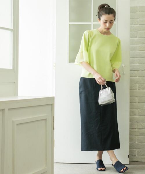 OPAQUE.CLIP（オペークドットクリップ）の「《美人百花掲載》ストレッチリネンライクタイトスカート【洗濯機洗い可】（スカート・レディース・ベージュ/グレー/ネイビー・38/40/36/42）」の17枚目の写真