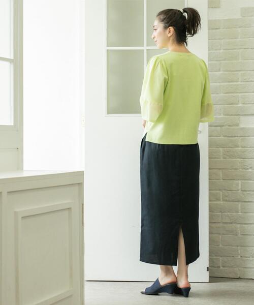 OPAQUE.CLIP（オペークドットクリップ）の「《美人百花掲載》ストレッチリネンライクタイトスカート【洗濯機洗い可】（スカート・レディース・ベージュ/グレー/ネイビー・38/40/36/42）」の18枚目の写真