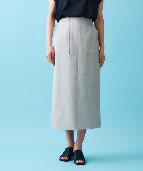 OPAQUE.CLIP（オペークドットクリップ）の「《美人百花掲載》ストレッチリネンライクタイトスカート【洗濯機洗い可】（スカート・レディース・ベージュ/グレー/ネイビー・38/40/36/42）」の19枚目の写真
