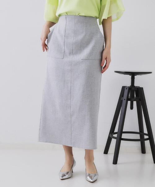OPAQUE.CLIP（オペークドットクリップ）の「《美人百花掲載》ストレッチリネンライクタイトスカート【洗濯機洗い可】（スカート・レディース・ベージュ/グレー/ネイビー・38/40/36/42）」の22枚目の写真