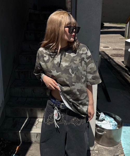 セール】加工ラインストーンカラーTシャツ（Tシャツ/カットソー