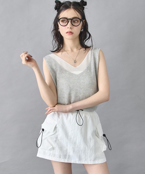 ANAP(アナップ)の「重ね着風 ニット タンクトップ(ニット/セーター・レディース・ブラック/ライトグレー/グレー・FREE)」の1枚目の写真