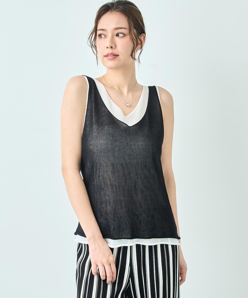 ANAP(アナップ)の「重ね着風 ニット タンクトップ(ニット/セーター・レディース・ブラック/ライトグレー/グレー・FREE)」の2枚目の写真