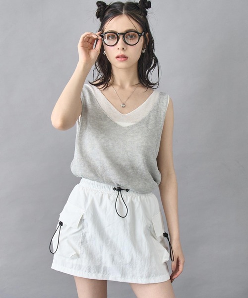 ANAP(アナップ)の「重ね着風 ニット タンクトップ(ニット/セーター・レディース・ブラック/ライトグレー/グレー・FREE)」の18枚目の写真