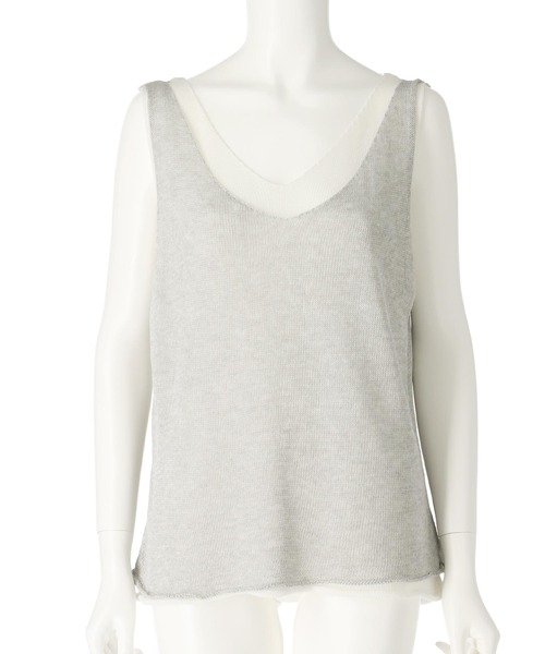 ANAP(アナップ)の「重ね着風 ニット タンクトップ(ニット/セーター・レディース・ブラック/ライトグレー/グレー・FREE)」の9枚目の写真