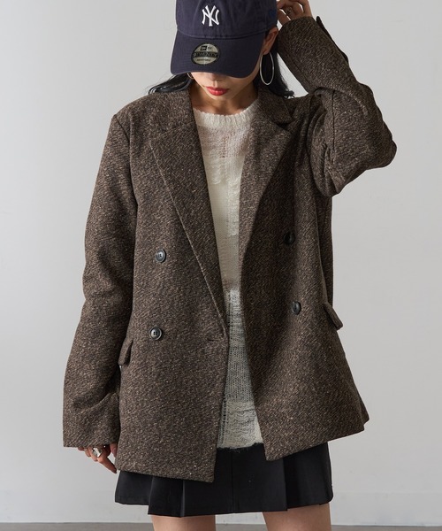 MAGASIN DE MODE Onjna（マガジンデモードオンジェナ ）の「【MAGASIN DE MODE Onjna】ツイードテーラードジャケット ジャケットコート XNN（テーラードジャケット・レディース・ブラック/ブラウン・FREE）」の2枚目の写真