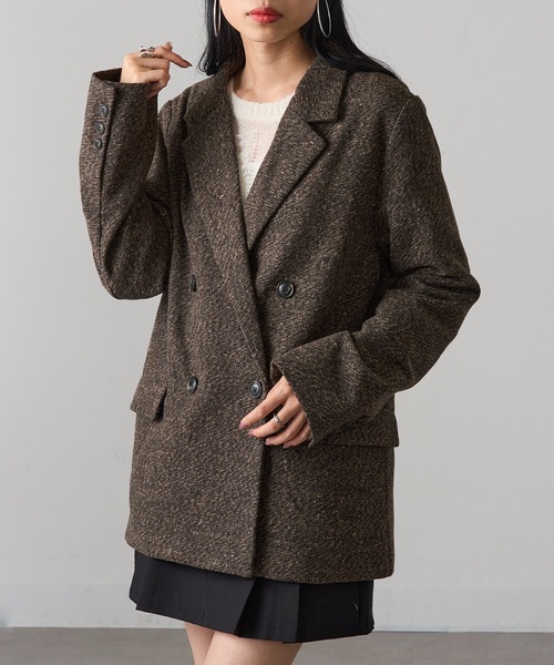 MAGASIN DE MODE Onjna（マガジンデモードオンジェナ ）の「【MAGASIN DE MODE Onjna】ツイードテーラードジャケット ジャケットコート XNN（テーラードジャケット・レディース・ブラック/ブラウン・FREE）」の12枚目の写真