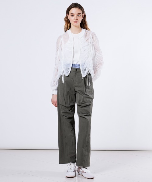 DOUBLE STANDARD CLOTHING（ダブルスタンダードクロージング）の「チュールドローストリングジャケット（ブルゾン・レディース・オフホワイト/ブラック・FREE）」の6枚目の写真