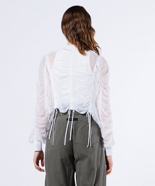 DOUBLE STANDARD CLOTHING（ダブルスタンダードクロージング）の「チュールドローストリングジャケット（ブルゾン・レディース・オフホワイト/ブラック・FREE）」の10枚目の写真