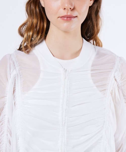 DOUBLE STANDARD CLOTHING（ダブルスタンダードクロージング）の「チュールドローストリングジャケット（ブルゾン・レディース・オフホワイト/ブラック・FREE）」の11枚目の写真