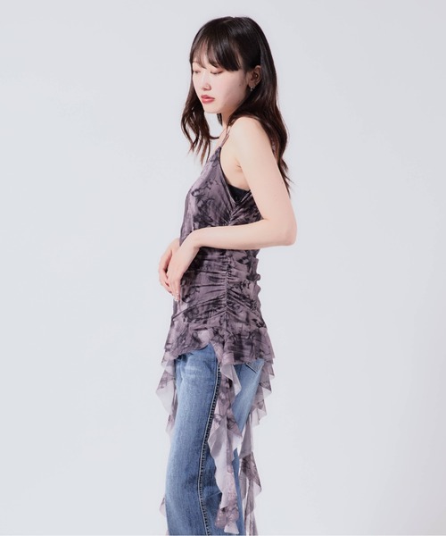 Chick（チック）の「Floral sheer camisole/花柄 シアーキャミソール（キャミソール・レディース・ブラック/グレー/ブルー・FREE）」の2枚目の写真