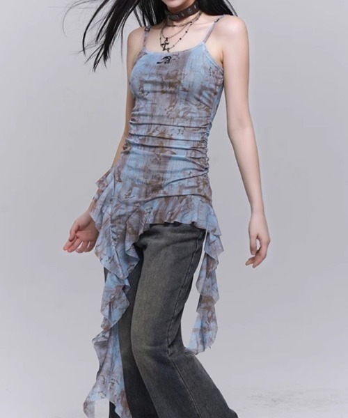 Chick（チック）の「Floral sheer camisole/花柄 シアーキャミソール（キャミソール・レディース・ブラック/グレー/ブルー・FREE）」の3枚目の写真