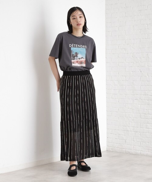 THE SHOP TK (ザ ショップ ティーケー )の「ラメシアーストライプスカート【毛玉になりにくい/洗濯機OK】(スカート・レディース・ダークグリーン系2/アイボリー系2/ブラック系2・12/13)」の6枚目の写真