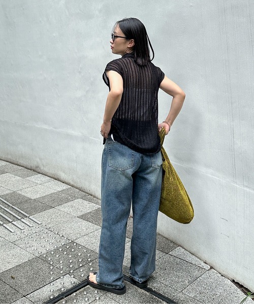 feepur（フェピュール）の「メッシュポロカーディガン（カーディガン/ボレロ・レディース・ベージュ/ブラック・MEDIUM）」の9枚目の写真