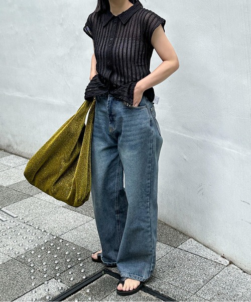 feepur（フェピュール）の「メッシュポロカーディガン（カーディガン/ボレロ・レディース・ベージュ/ブラック・MEDIUM）」の10枚目の写真