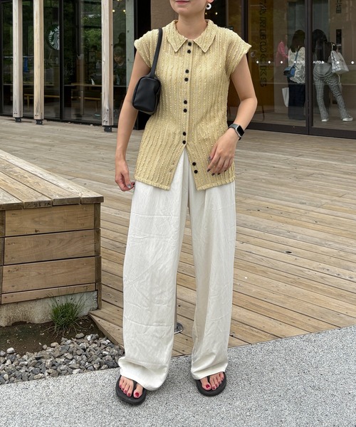 feepur（フェピュール）の「メッシュポロカーディガン（カーディガン/ボレロ・レディース・ベージュ/ブラック・MEDIUM）」の15枚目の写真