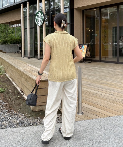 feepur（フェピュール）の「メッシュポロカーディガン（カーディガン/ボレロ・レディース・ベージュ/ブラック・MEDIUM）」の18枚目の写真