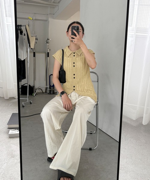 feepur（フェピュール）の「メッシュポロカーディガン（カーディガン/ボレロ・レディース・ベージュ/ブラック・MEDIUM）」の20枚目の写真