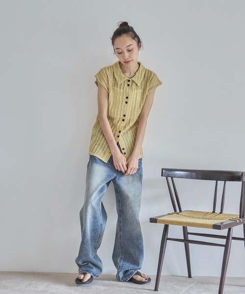 メッシュポロカーディガン　lapeaudegem la peau de gem カーディガン 「LA PEAU DE GEM」mesh polo