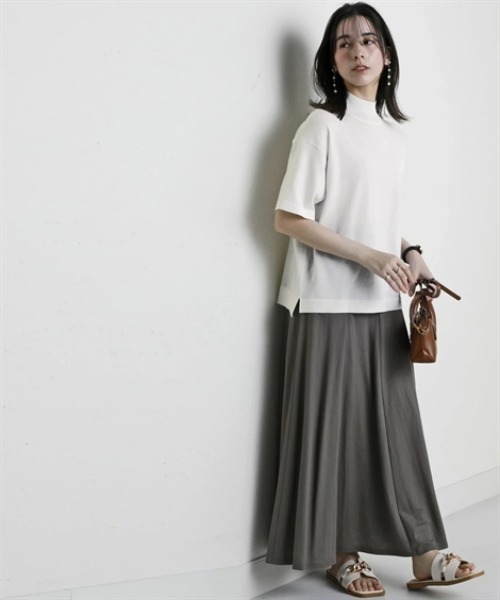 nissen(ニッセン)の「【アイスクリーンプレミアム】ハイネック5分袖ニットトップス(持続冷感・接触冷感・毛玉になりにくい・UVカット・洗濯機で洗える・遮熱)<大きいサイズ有>(ニット/セーター・レディース・杢グレー/ブラック/ブルー/オフホワイト・LL/3L/S/M/L)」の8枚目の写真